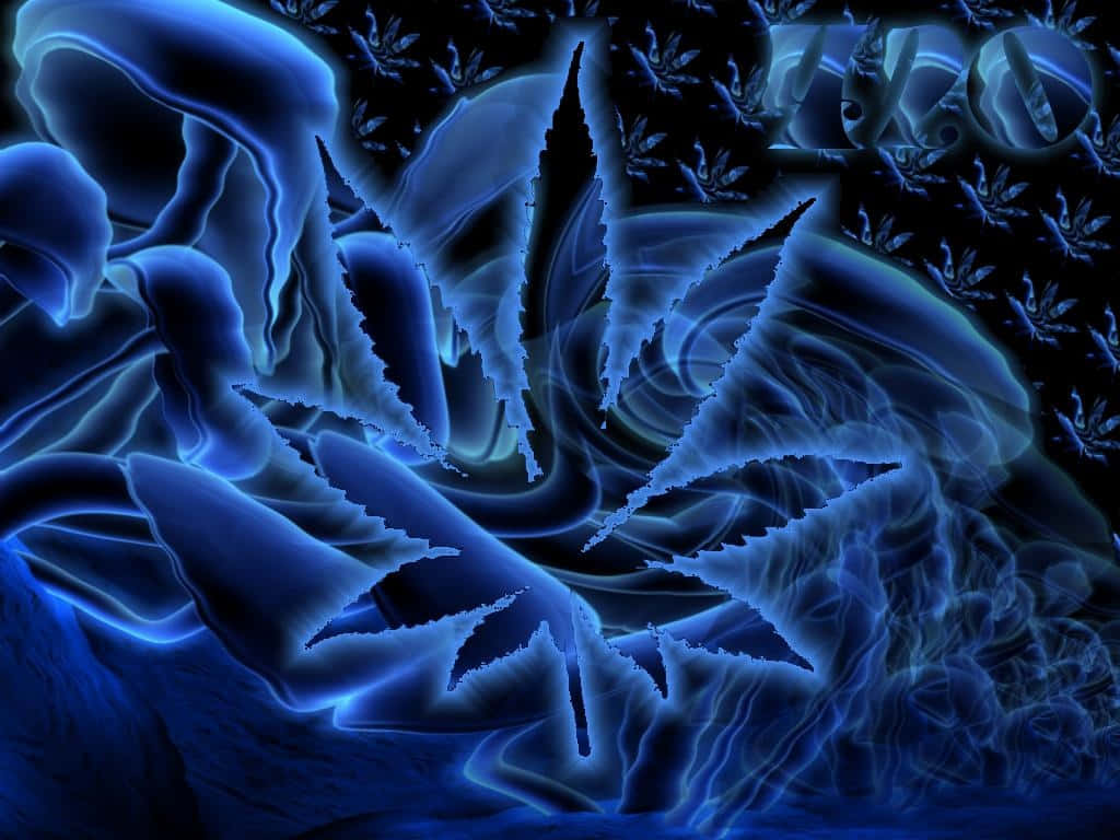 Trippy_ Blue_ Cannabis_ Art Wallpaper