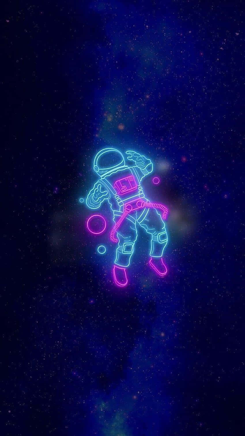 Umastronauta Neon No Espaço. Papel de Parede