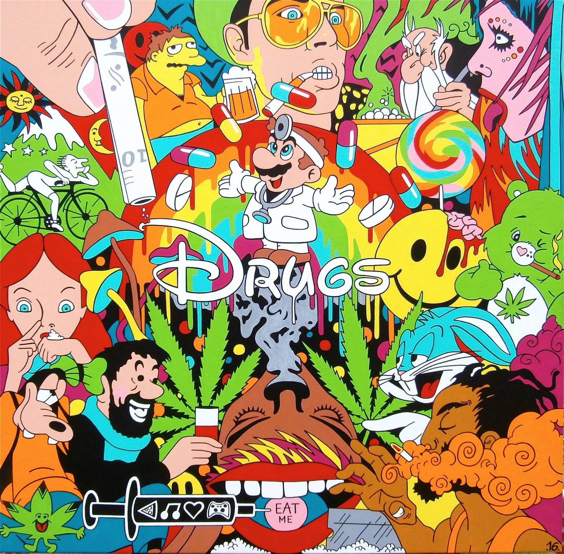 Trippy Cartoon Disney Drugs Wallpaper
