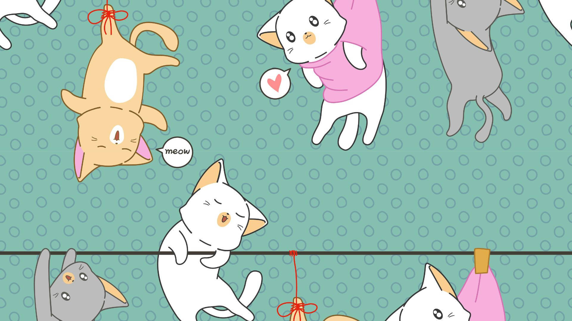 Trippycartoon Cats - Psykedeliska Tecknade Katter Wallpaper