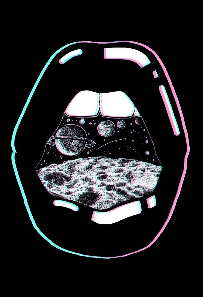 Trippy Dope Outer Space In Mouth Wallpaper
