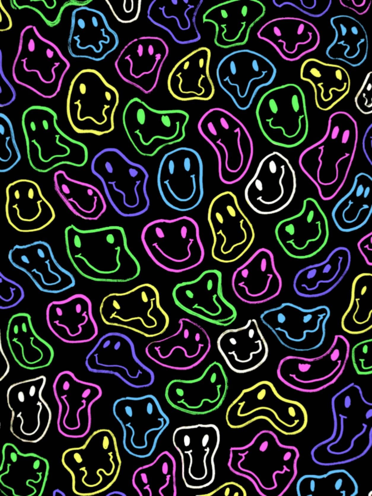 Trippy Face Colorful Black Background Wallpaper