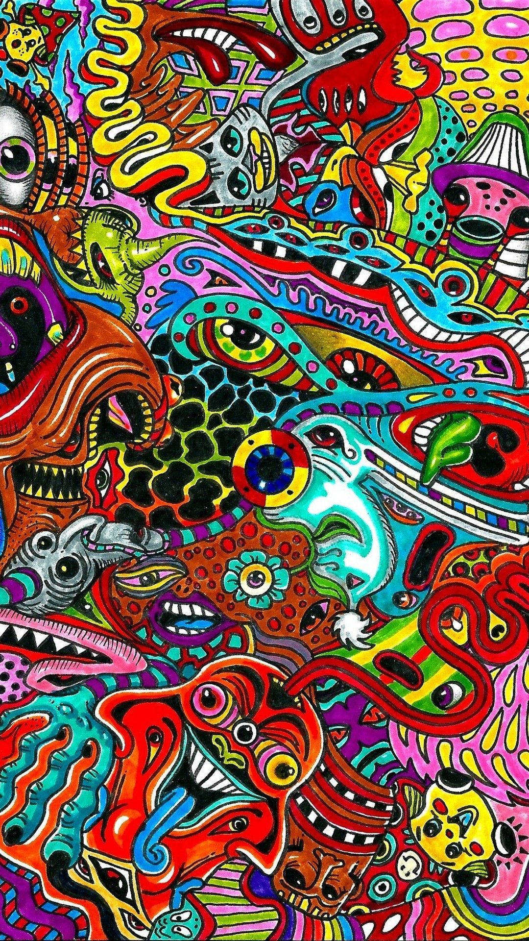 A mysterious Trippy Face with glowing eyes Wallpaper