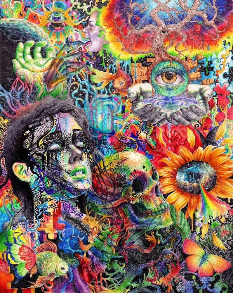 Trippy Faces Abstract Art