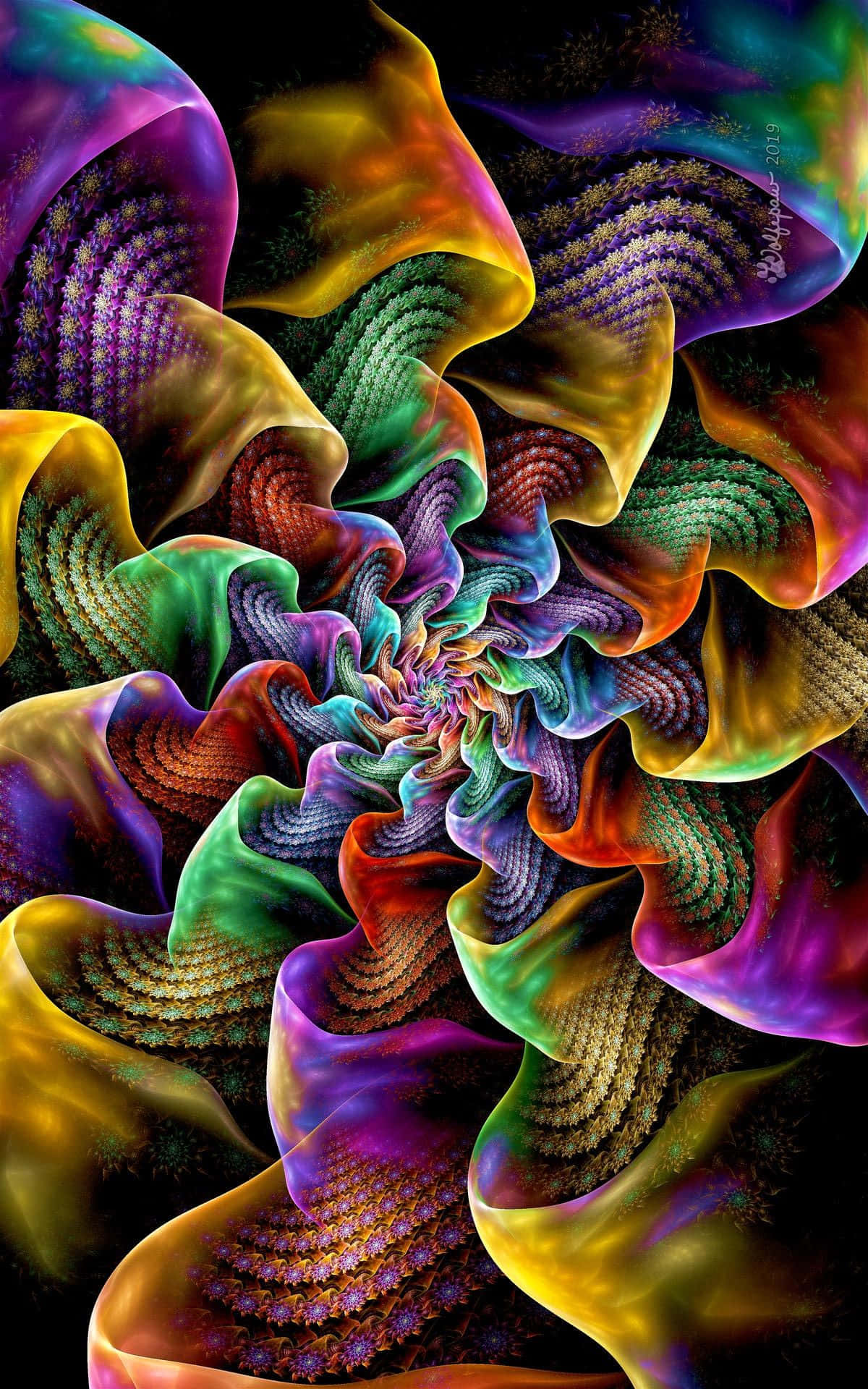 Hypnotizing Swirls of Trippy Fractals Wallpaper