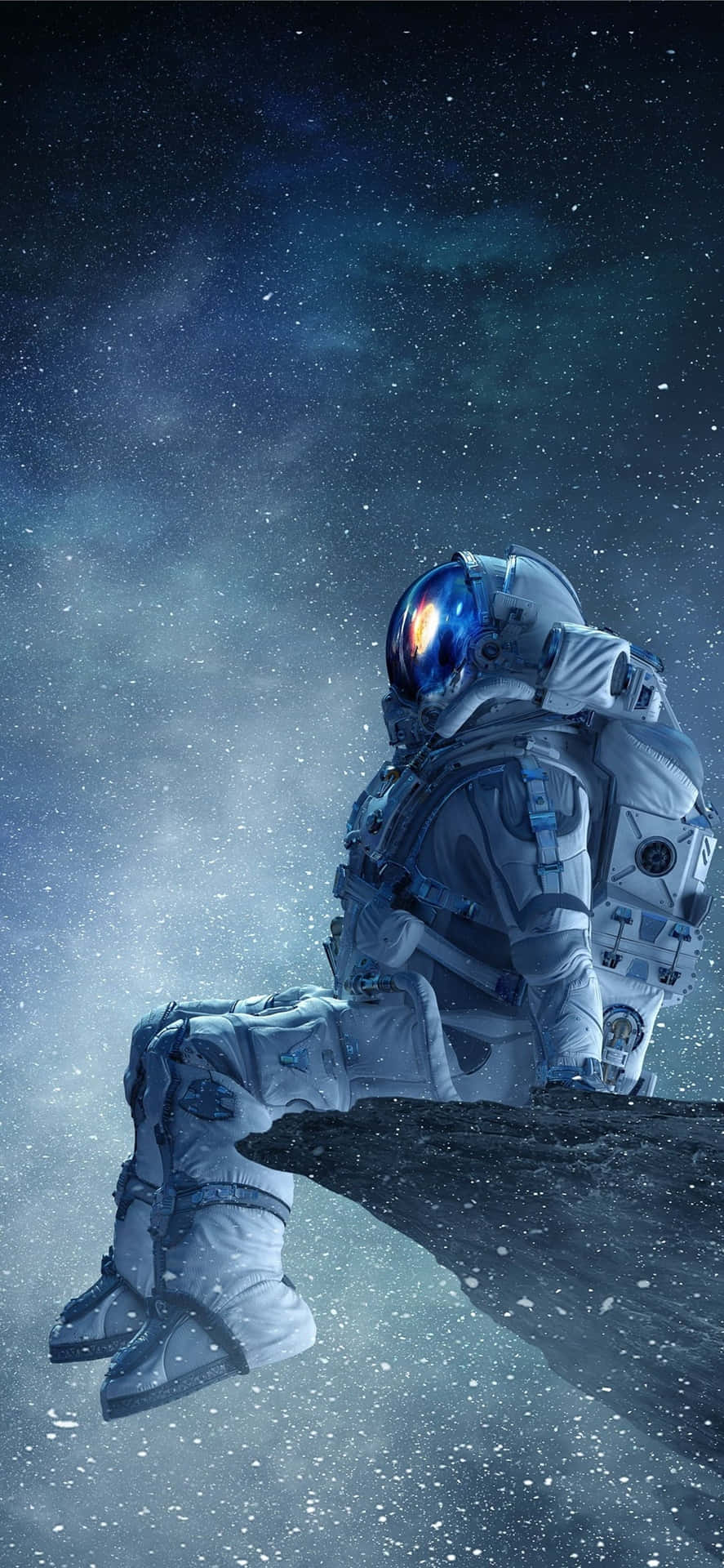 Astronaut Resting In The Trippy Galaxy Wallpaper