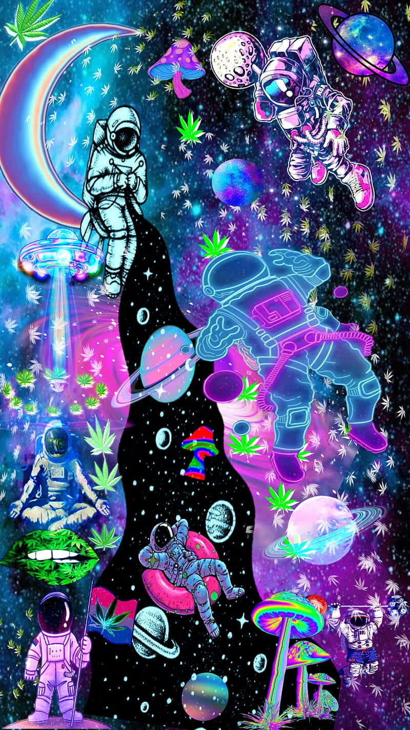Neon Hallucinations In A Trippy Galaxy Wallpaper