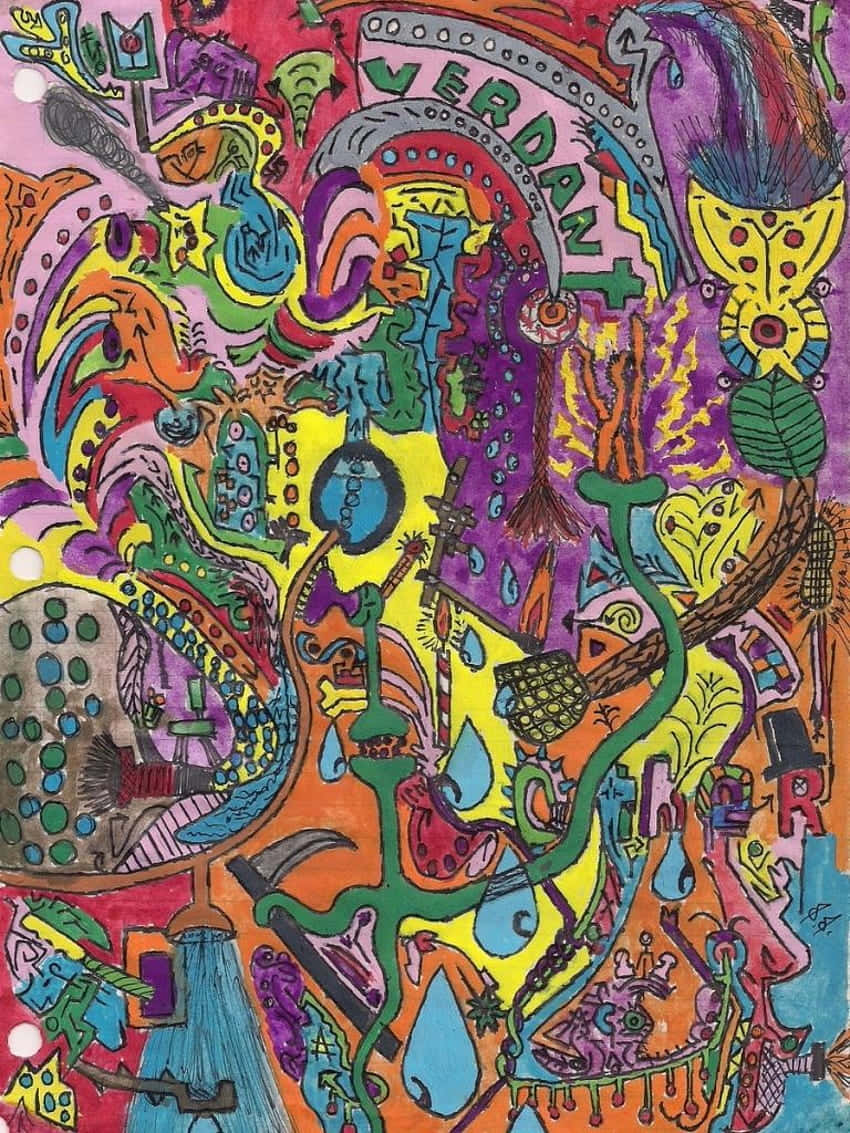 Farverige, groovy og psykedeliske - det perfekte eksempel på en trippet hippie Wallpaper