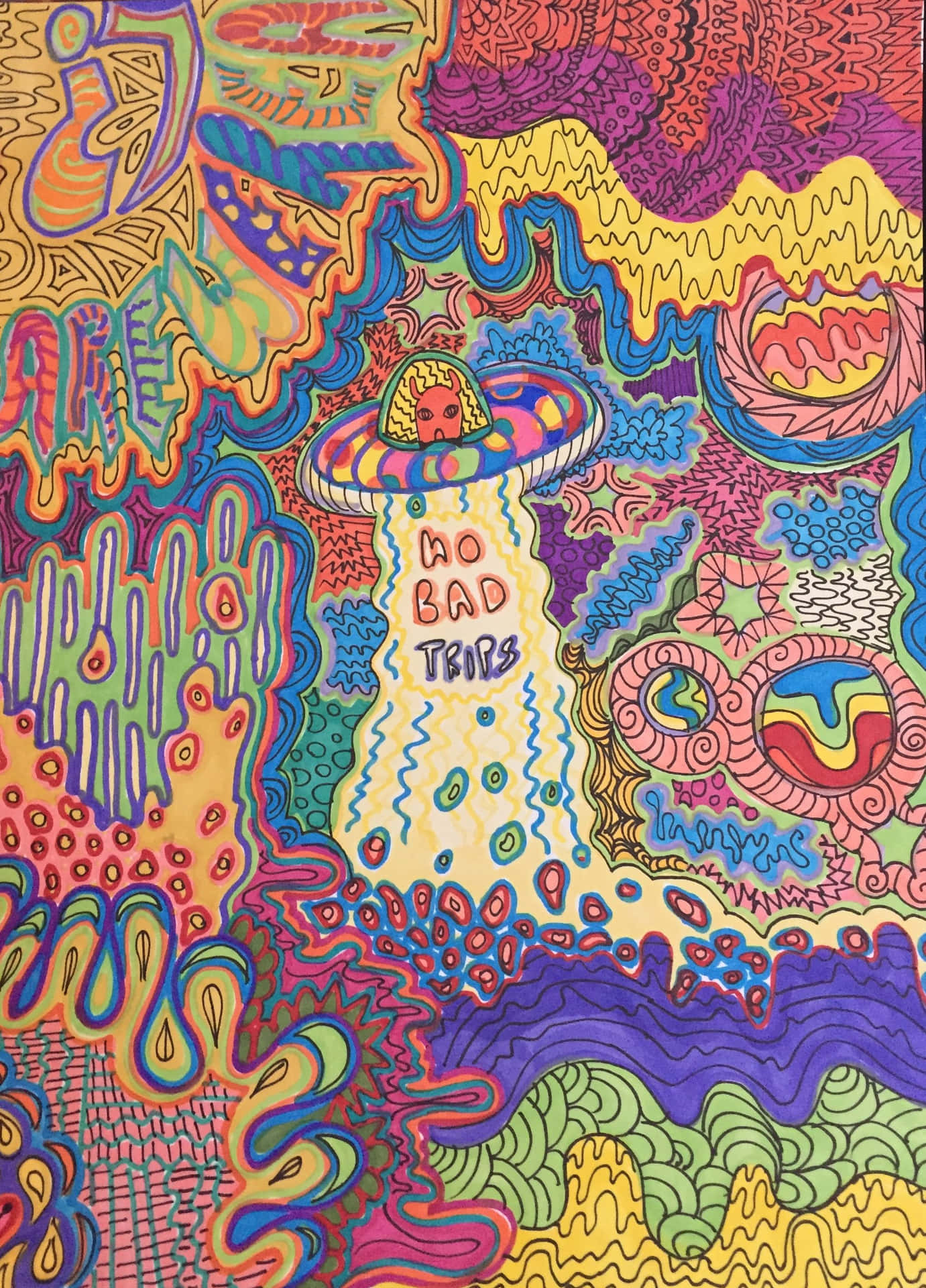 En psykedelisk vision af en frihedselskende trippende hippie. Wallpaper