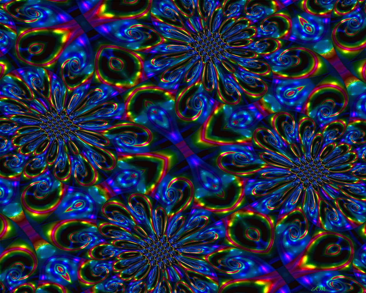 En farverig psykedelisk blomstermønster Wallpaper
