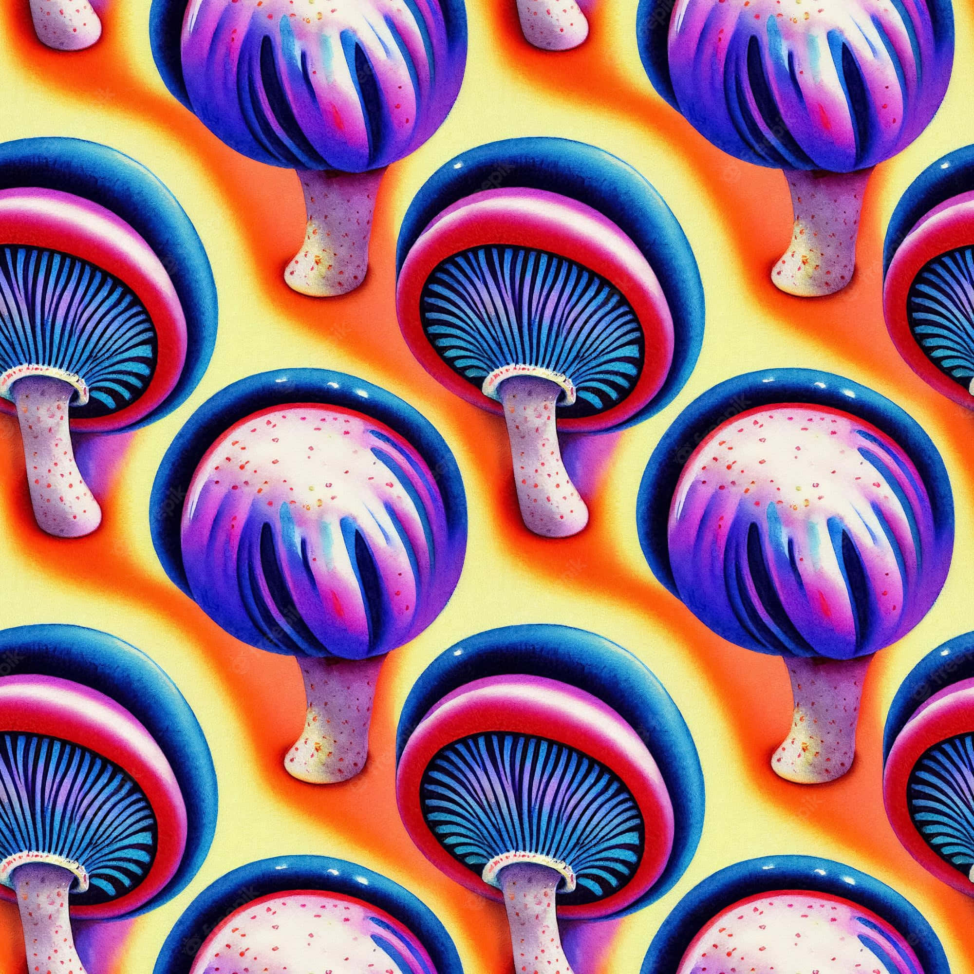 A vibrantly-colored mushroom with psychedelic hues Wallpaper