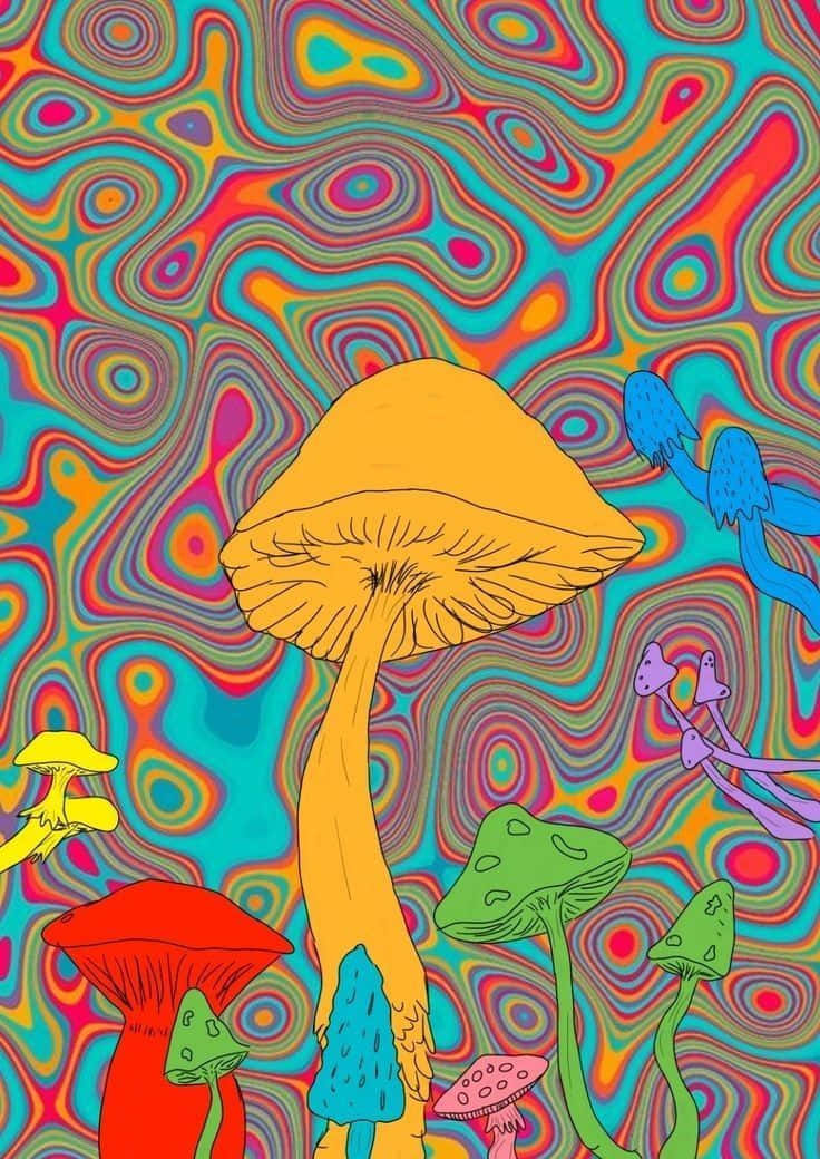Explore a Different World with Trippy Mushroom" Wallpaper
