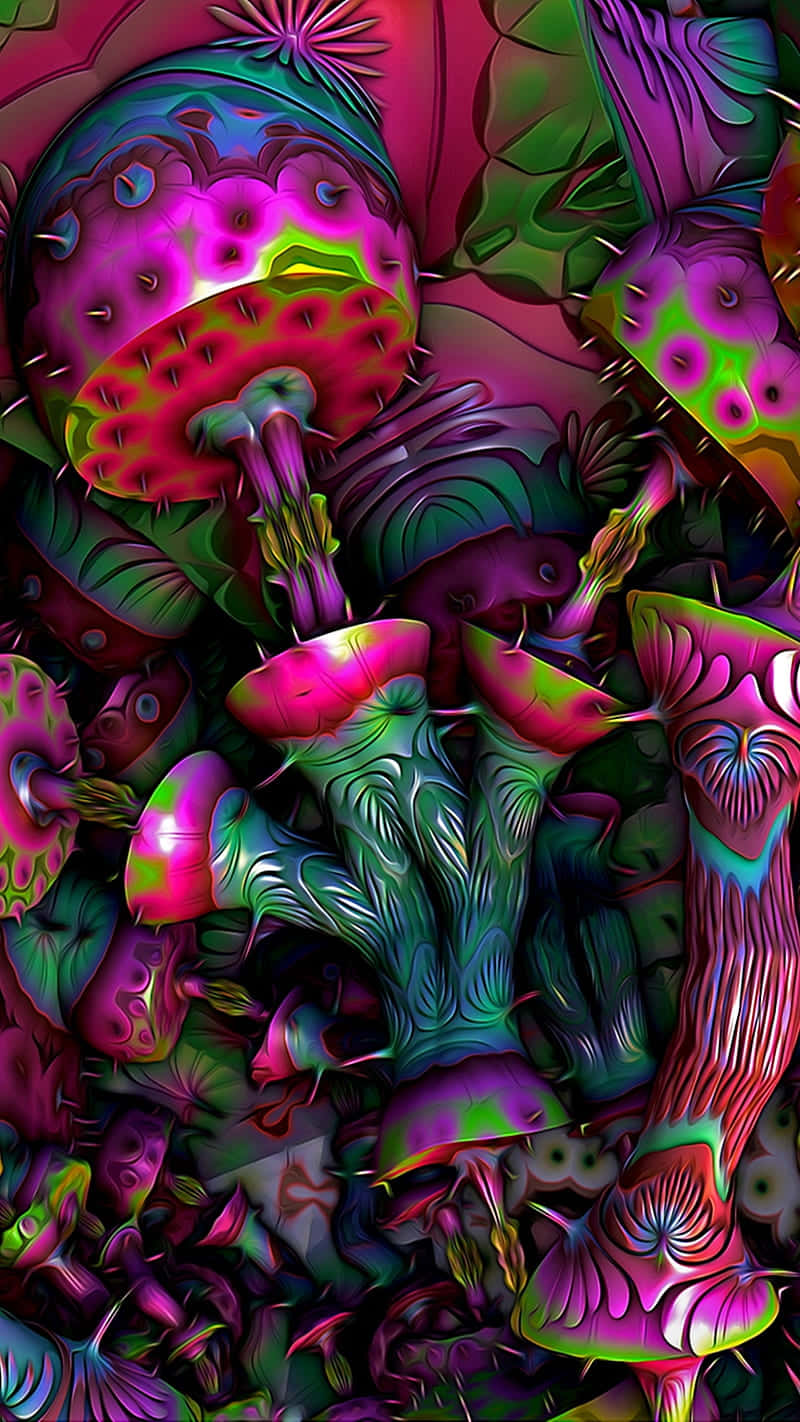 Take a journey with Trippy Mushroom Wallpaper