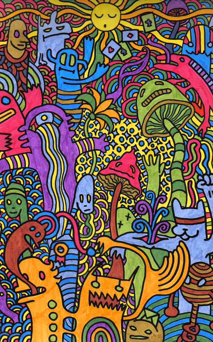 Get high from the beauty of trippy mushrooms Wallpaper