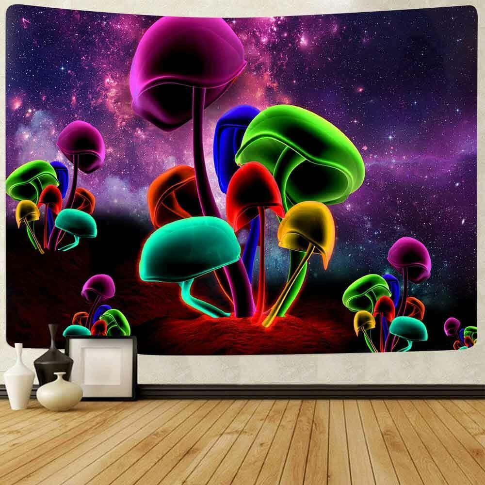 Colorful Mushrooms In The Space Tapestry