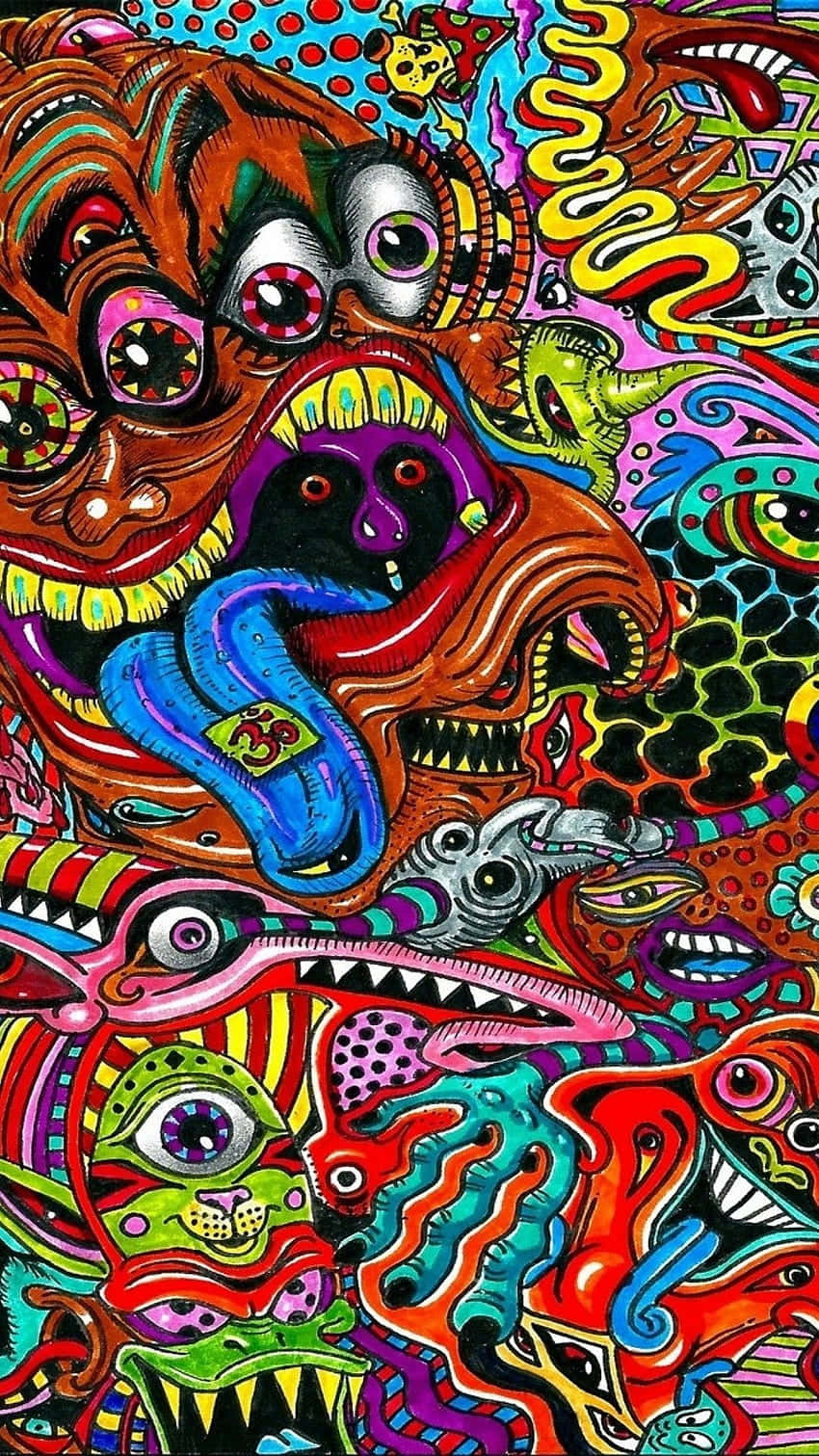 A Colorful Psychedelic Art Piece With Many Different Colors