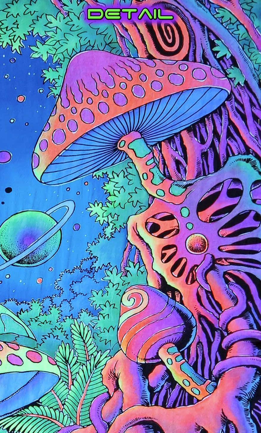 A Bright, Digital Trippy Mushroom Trip