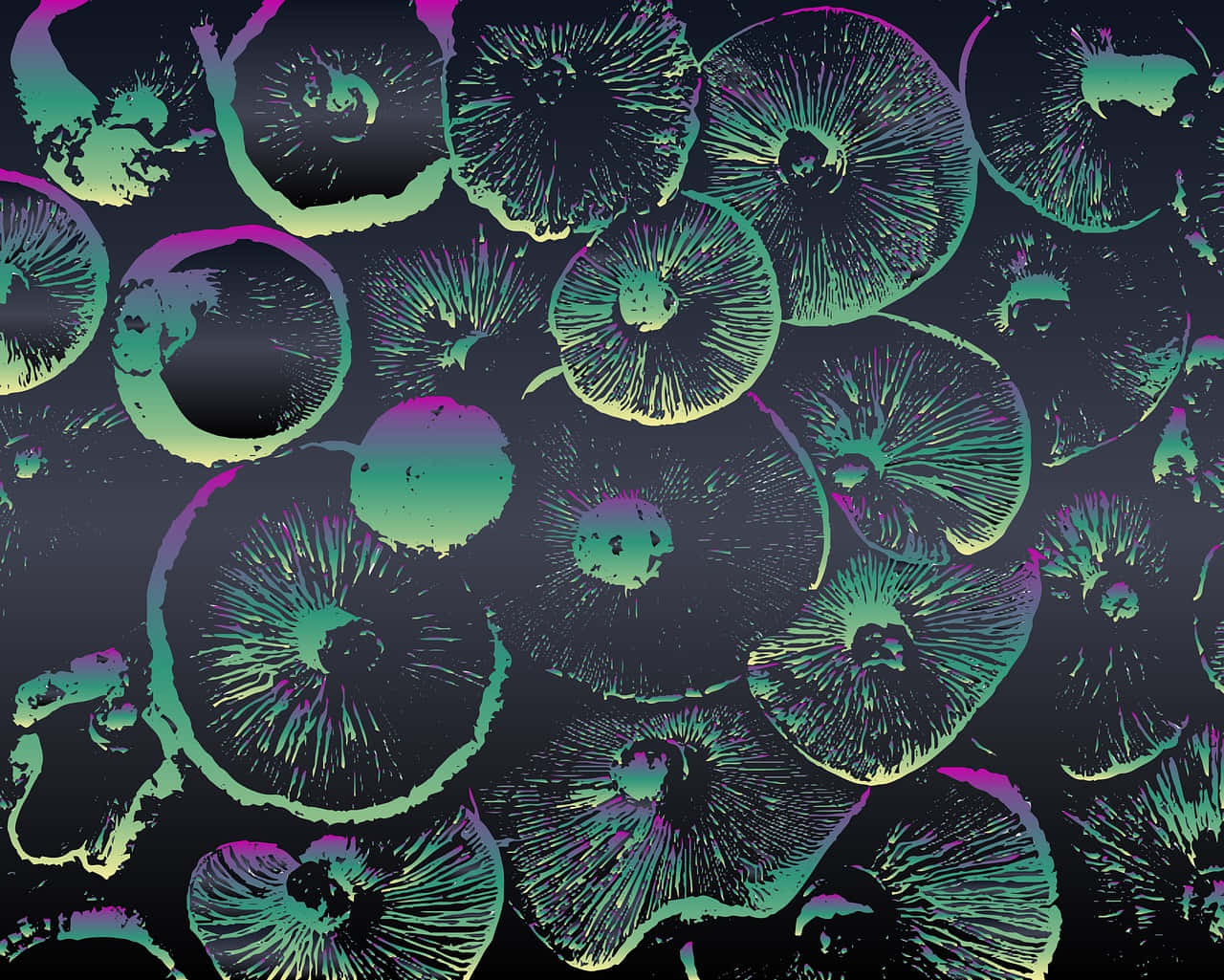 bright, vibrant and psychedelic Trippy Mushrooms