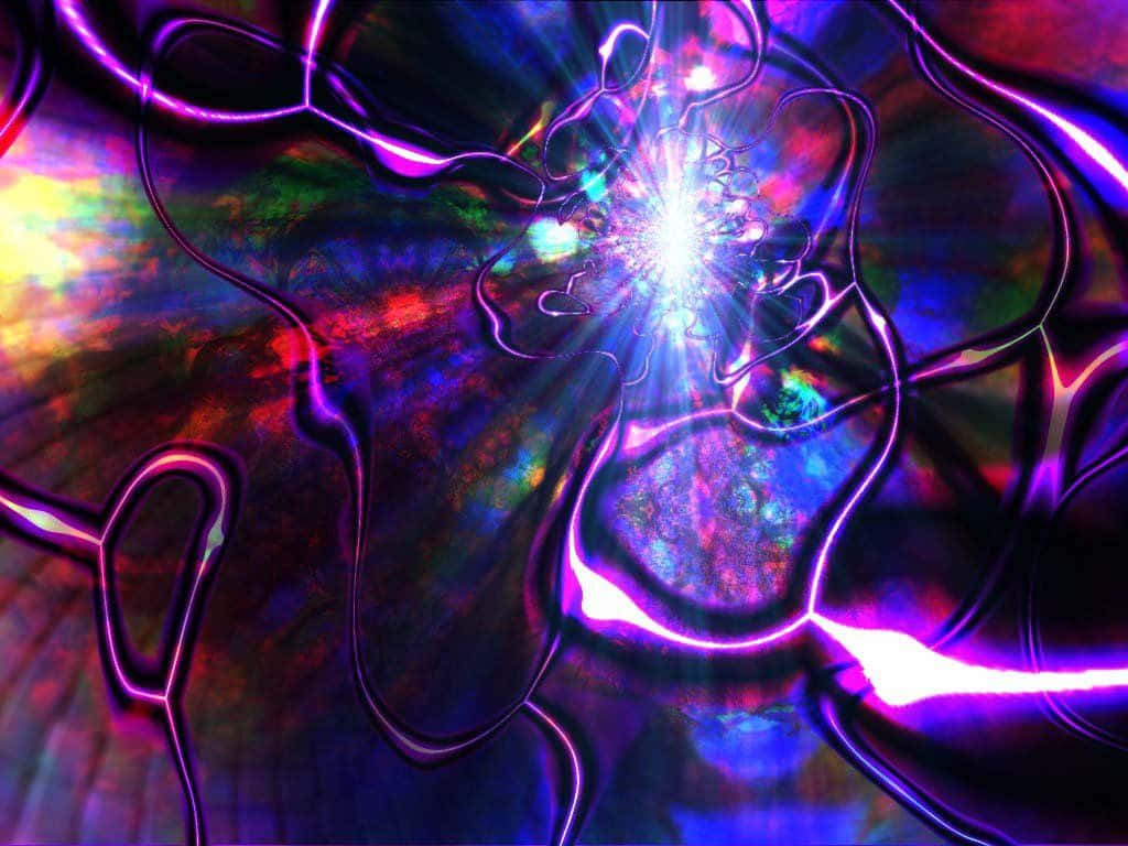Mesmerizing Trippy Neon Lights Show Wallpaper