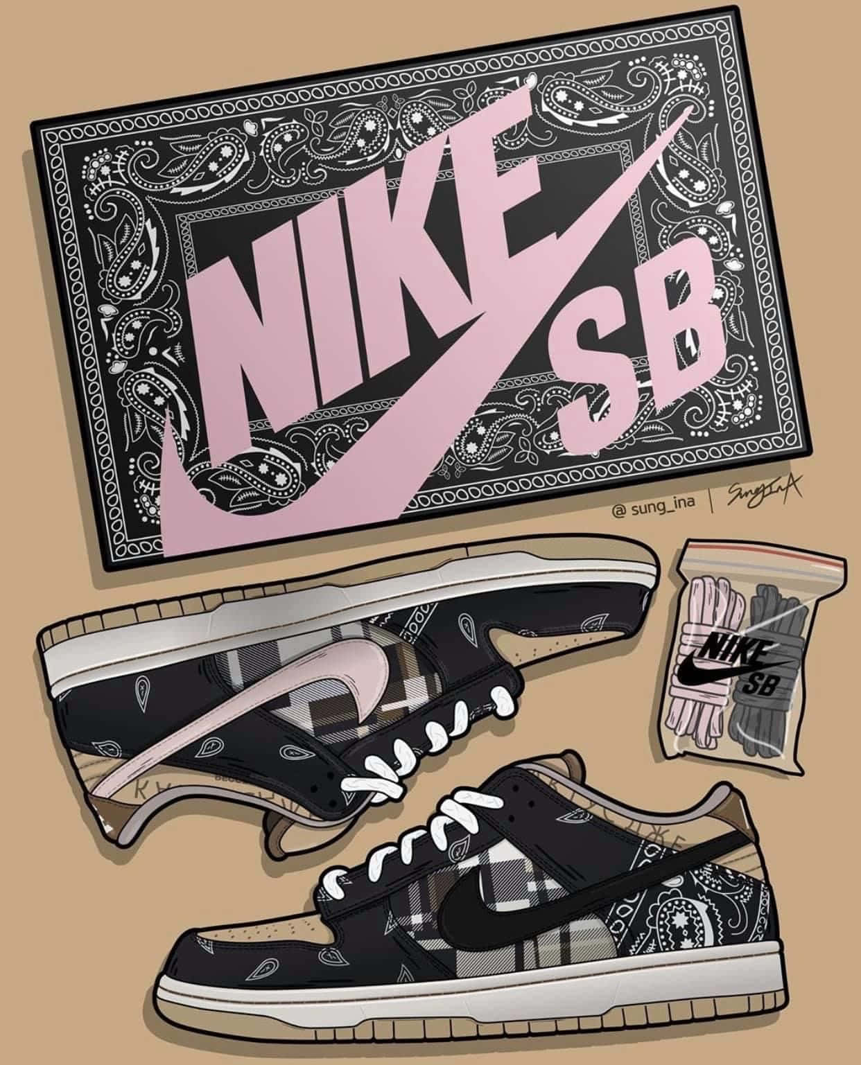 Trippy Nike S B Aesthetic Artwork Wallpaper