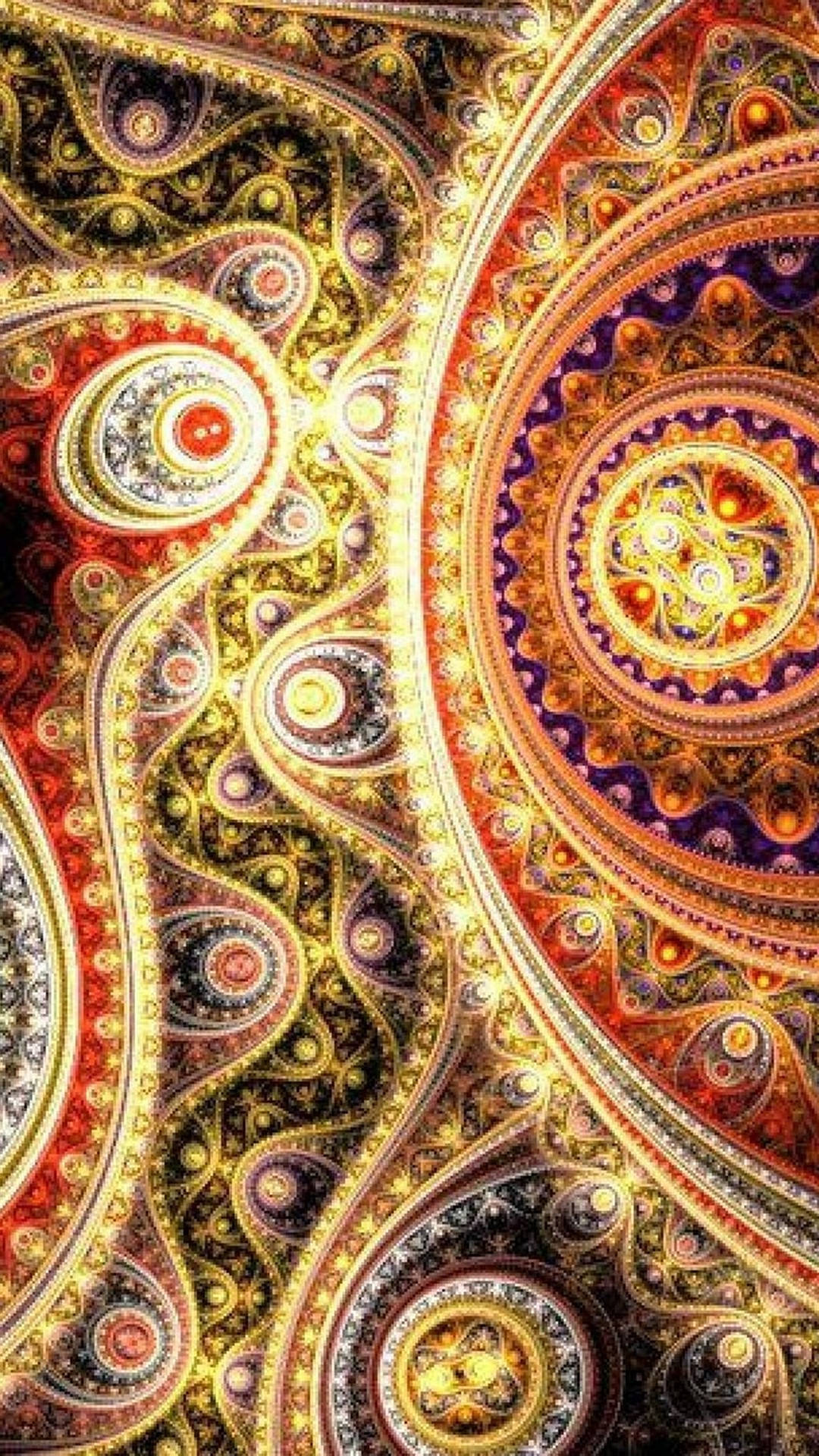 Et farverigt paisley-mønster med en rund form Wallpaper