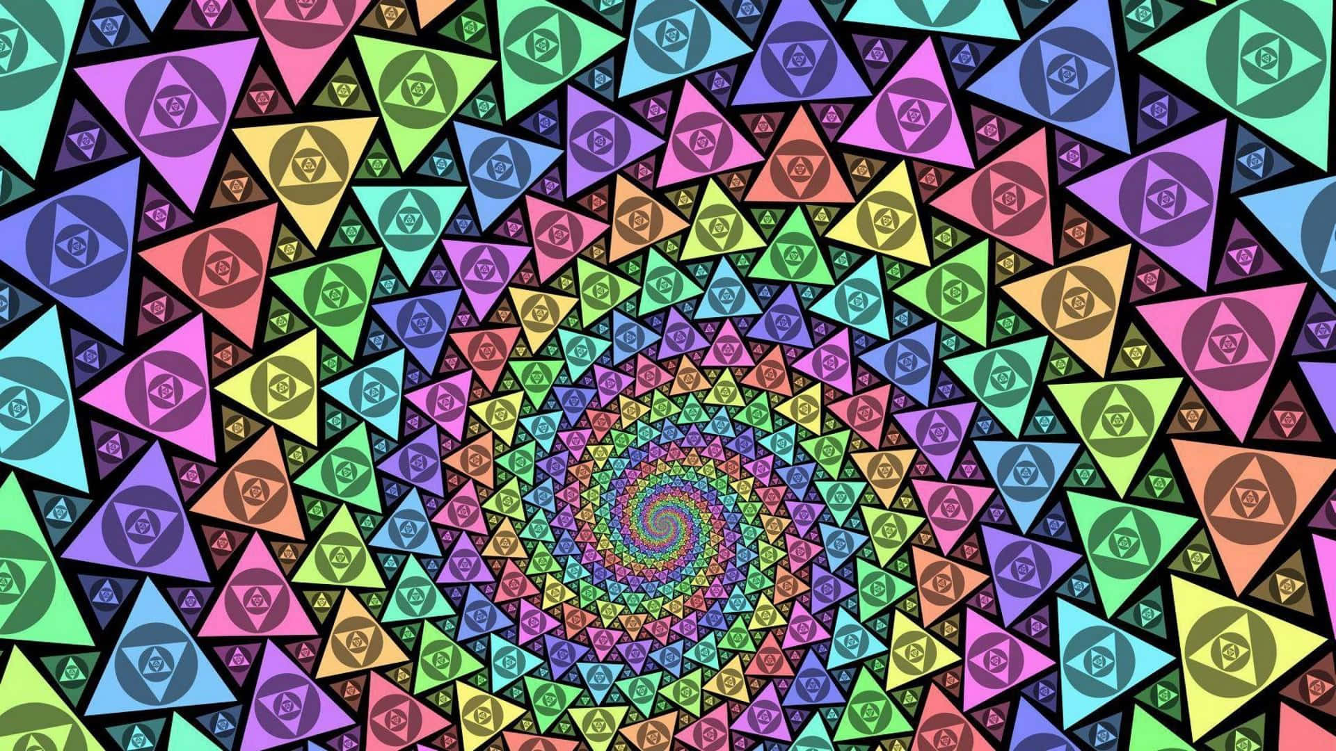 A Colorful Spiral With Triangles In It