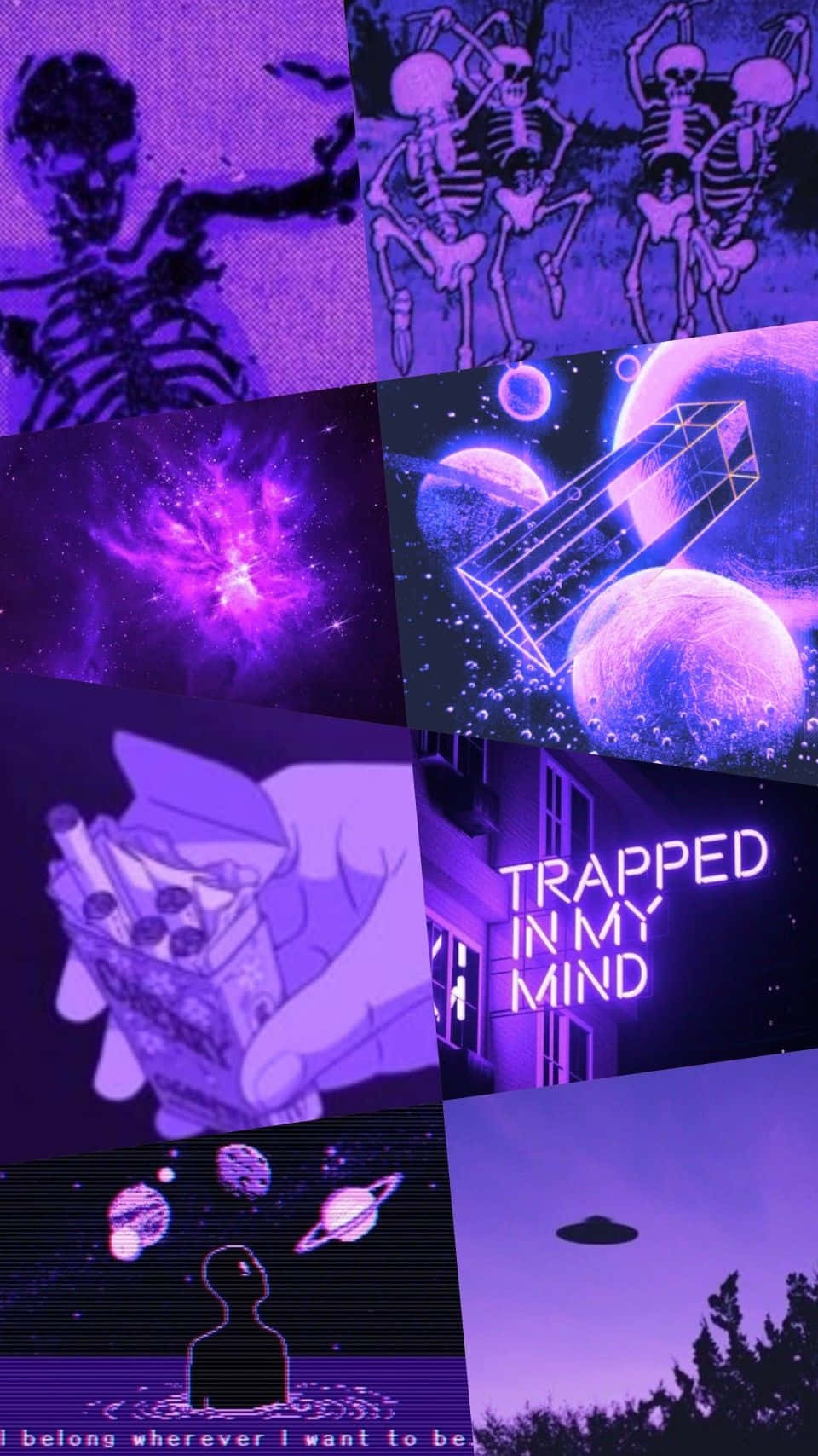 Trippy Purple Aesthetic Collage Wallpaper