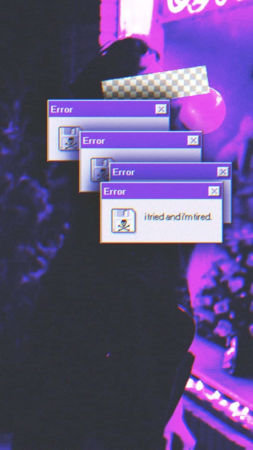 Trippy Purple Aestheticwith Error Messages Wallpaper