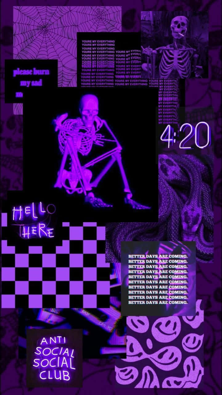 Trippy_ Purple_ Skeleton_ Aesthetic Wallpaper