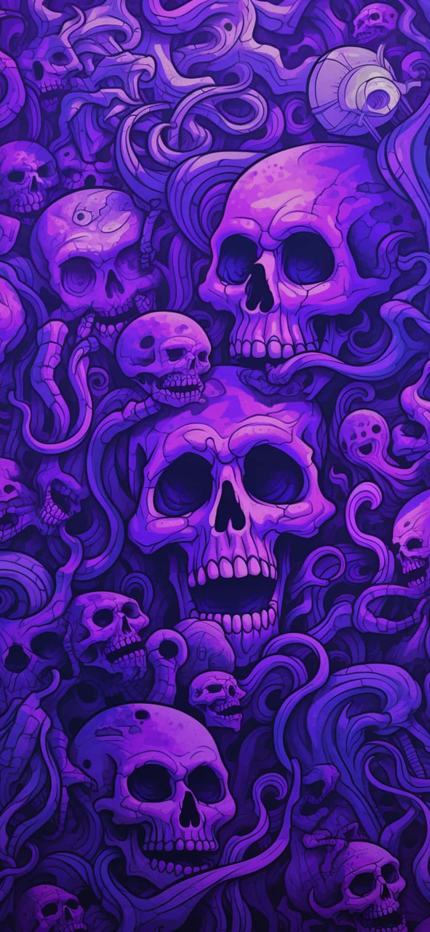 Trippy Purple Skulls Artwork Wallpaper