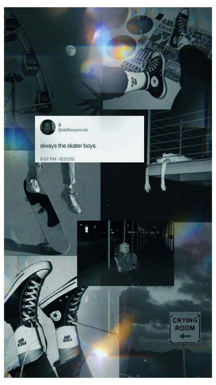 Trippy Skater Aesthetic Collage Wallpaper