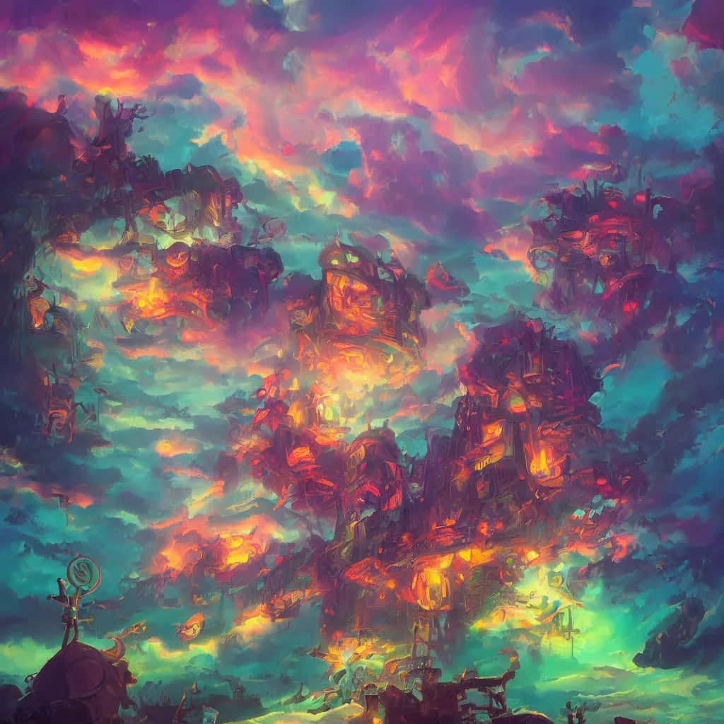 Mystical Trippy Sky Adventure Wallpaper