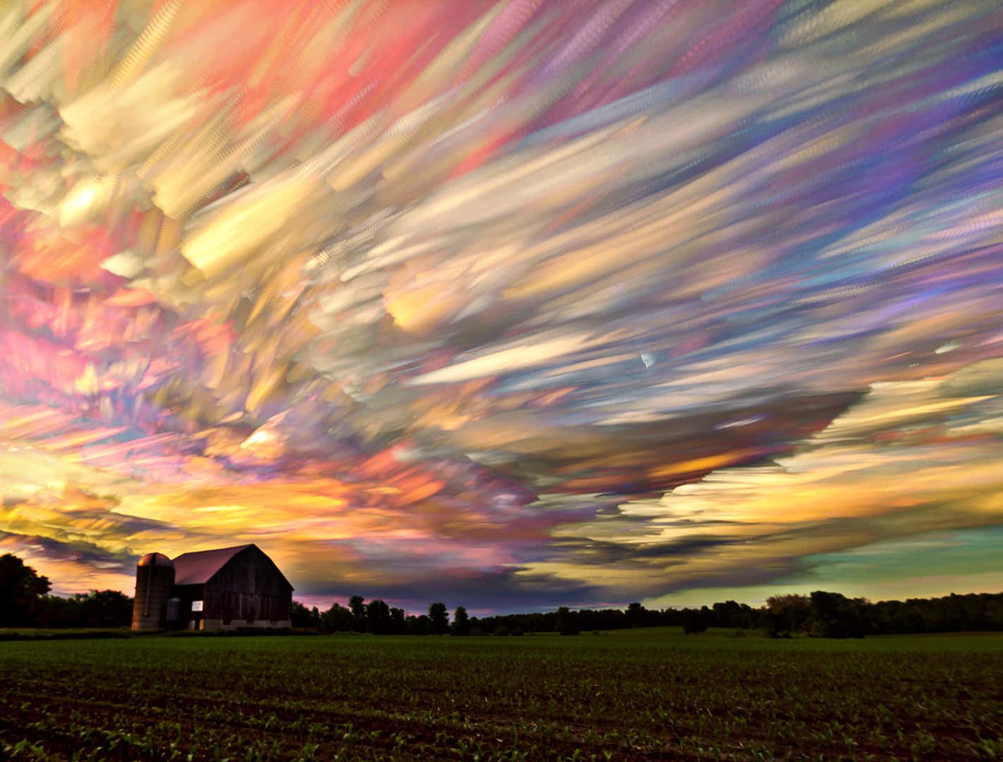 Mesmerizing Trippy Sky at Sunset Wallpaper