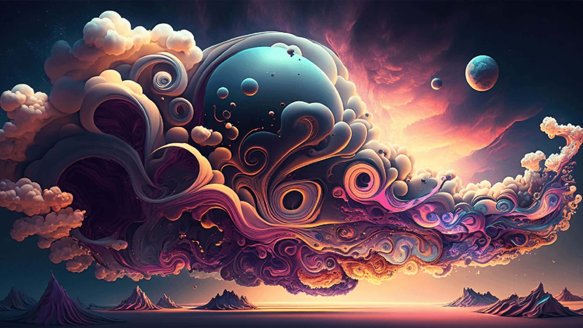 Mystical Trippy Sky with Vibrant Colors Wallpaper