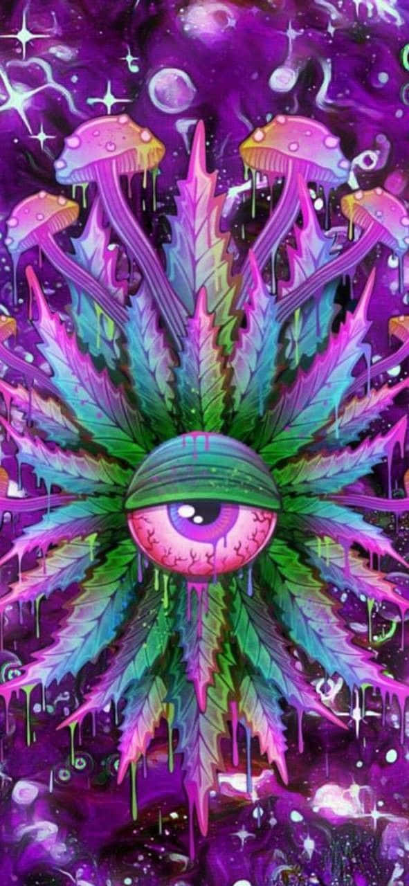 Trippy Stoner Eye Mushroom Art Wallpaper