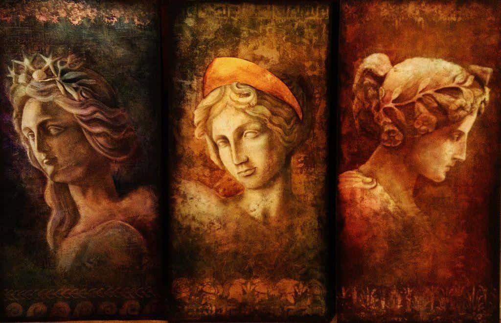 Triptychof Ancient Greek Gods Wallpaper