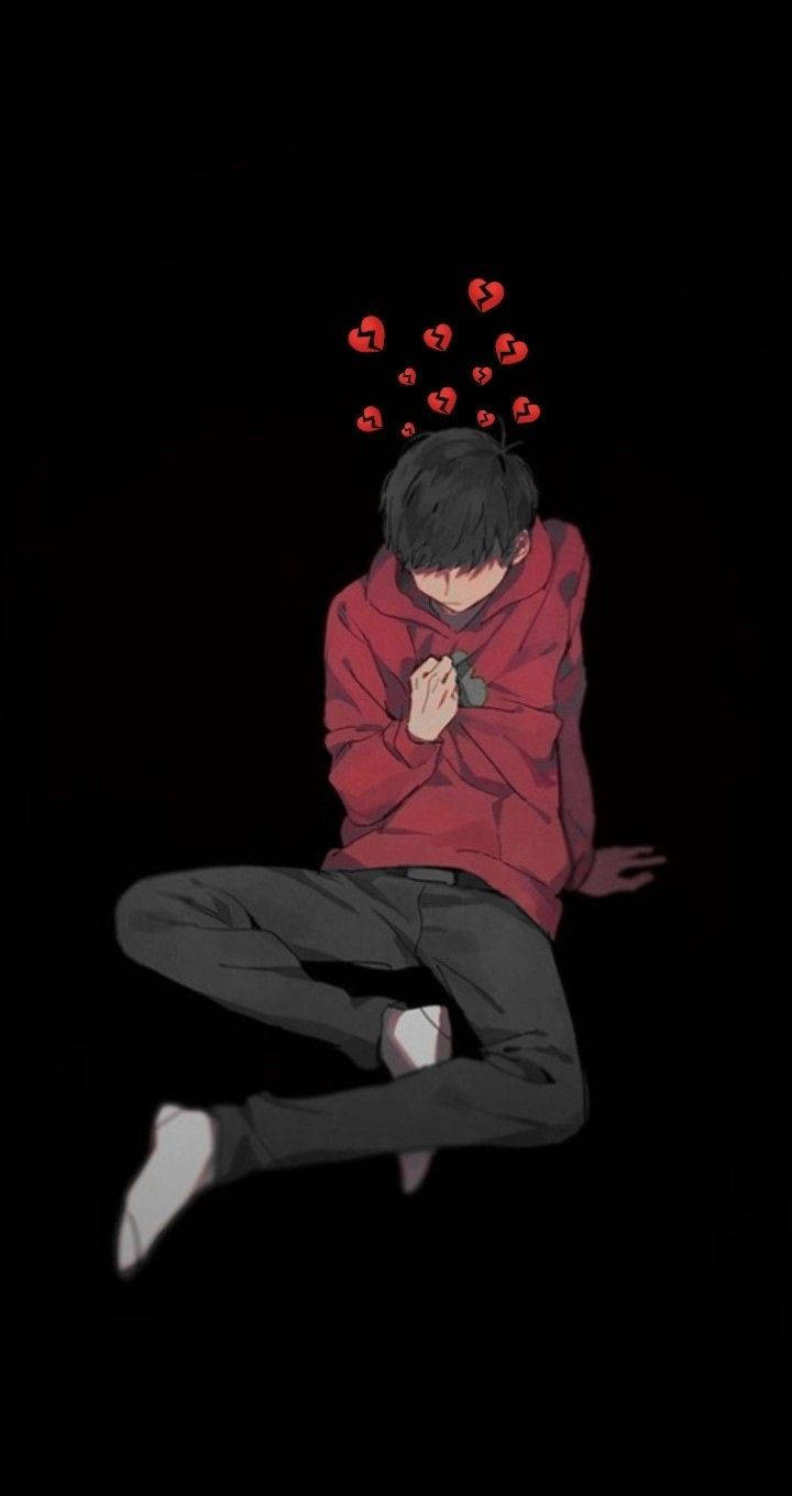 Trist Dreng Anime Brudte Hjerter Wallpaper