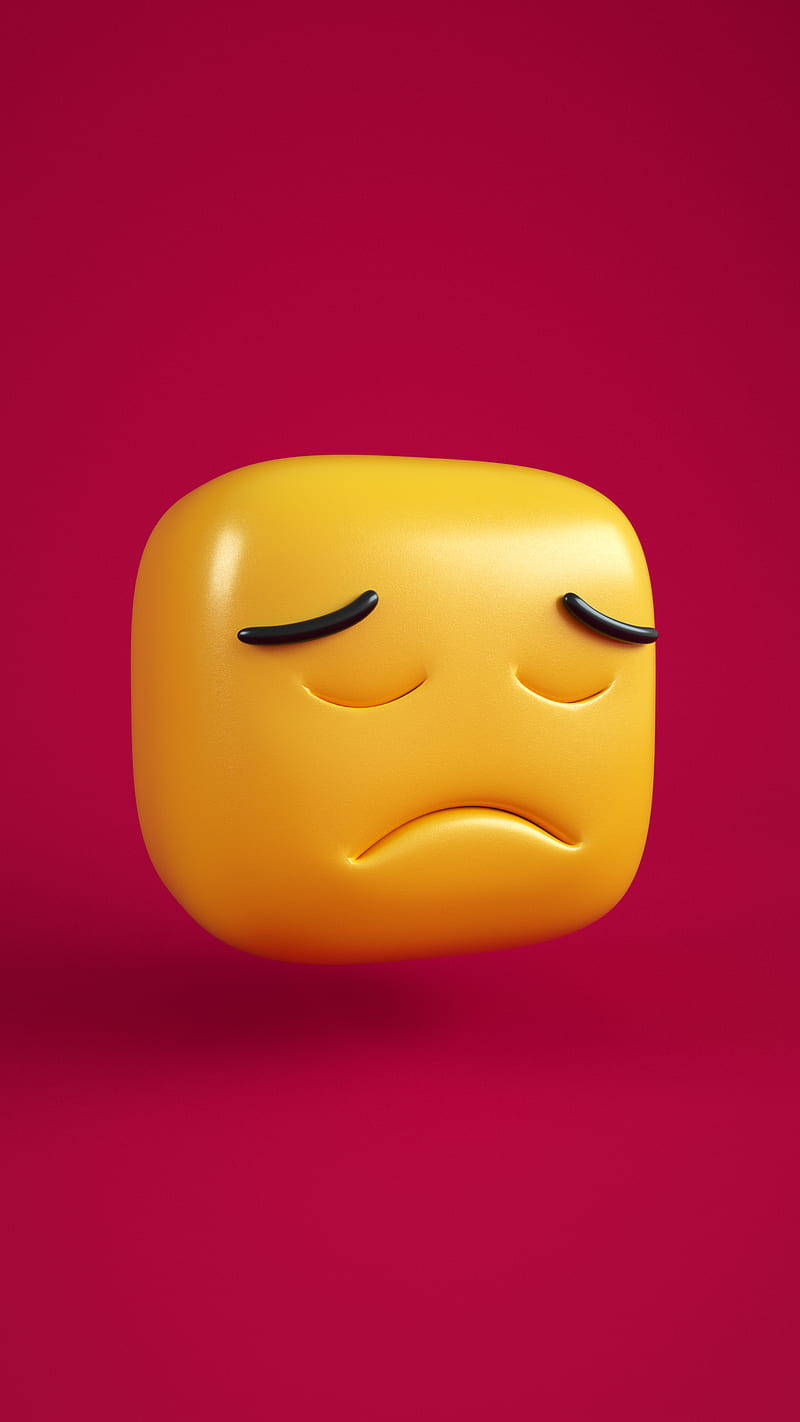 Trist Emoji Firkantet Hoved Wallpaper