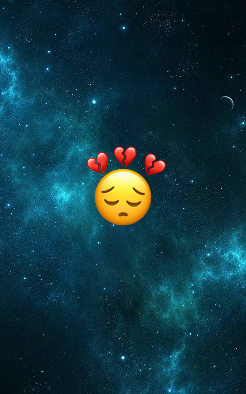 Trist Emoji Knuste Hjerter Wallpaper