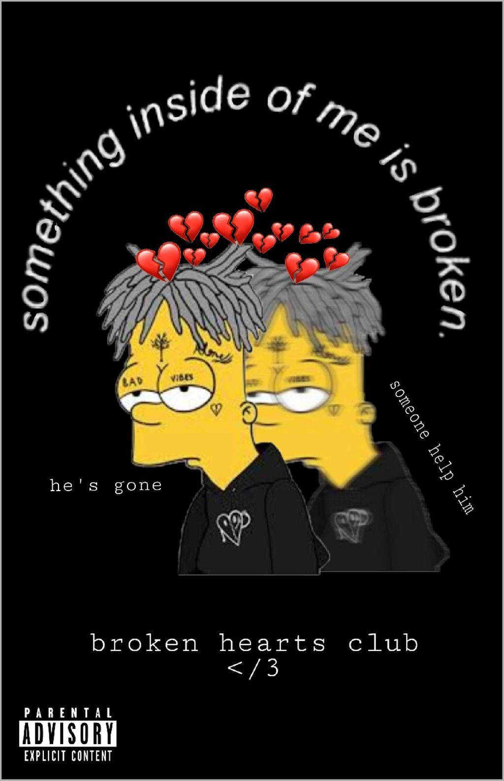 Trist Simpsons Broken Hjerter Klub Wallpaper