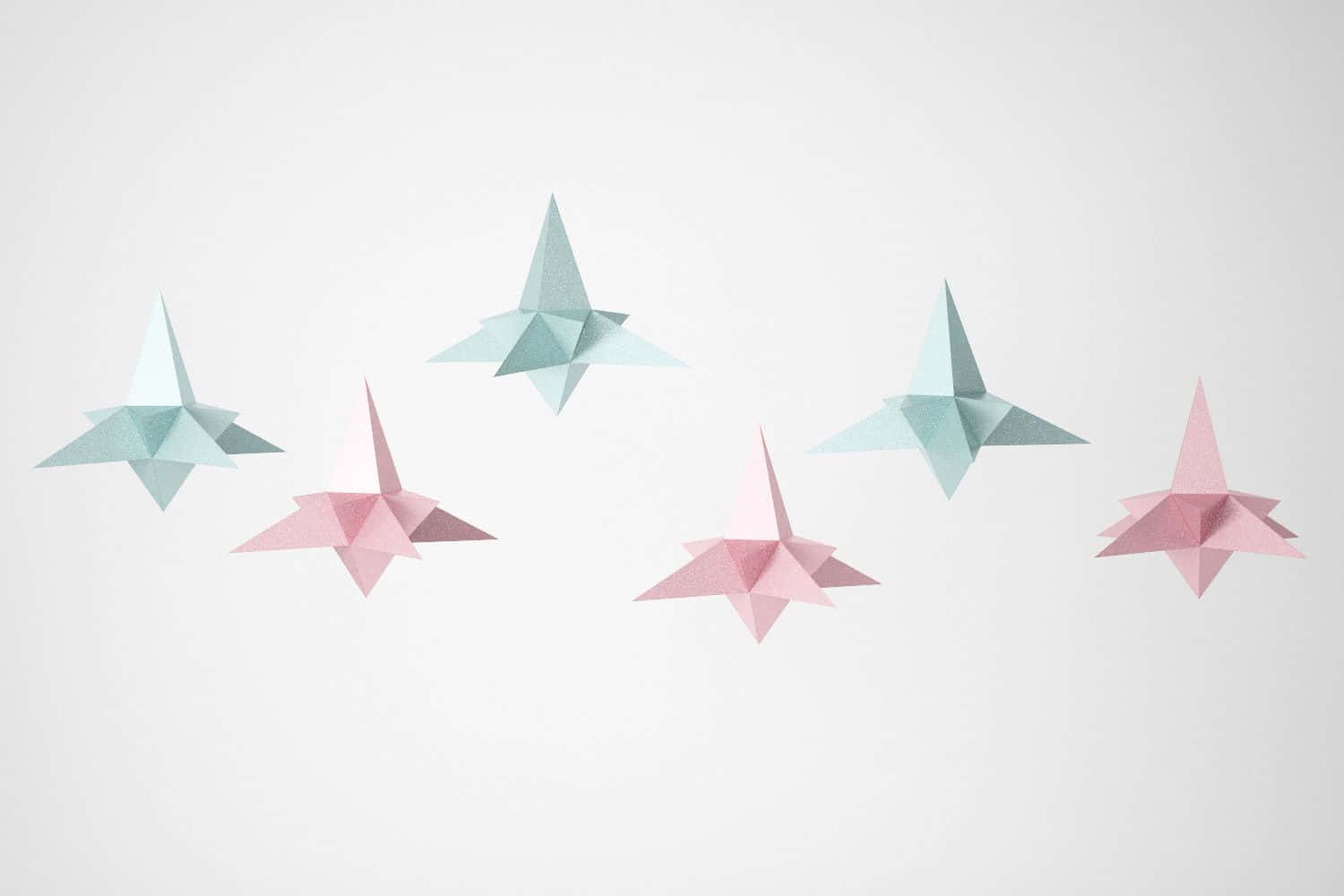 Engrupp Origami-stjärnor Som Hänger På En Vägg