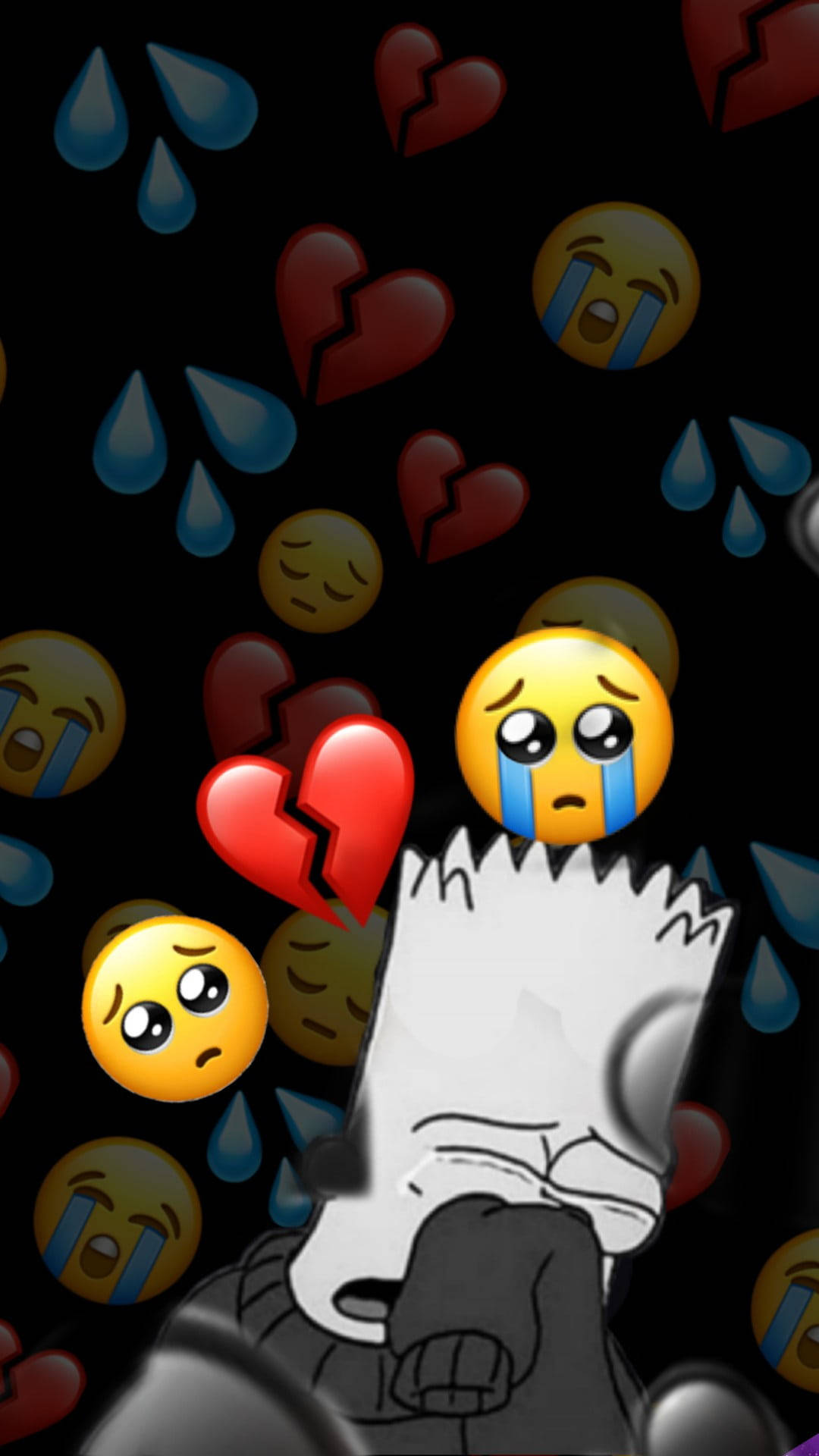Triste Simpsons Grædende Emojis Wallpaper