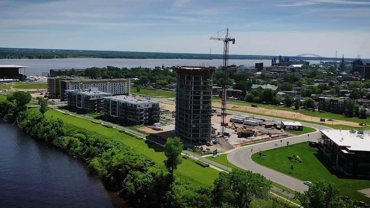 Trois Rivieres Aerial Construction Site Wallpaper