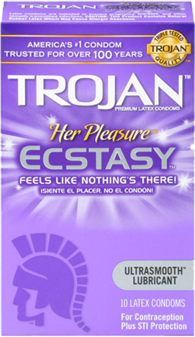 Trojan Her Pleasure Ecstasy Condom Package PNG