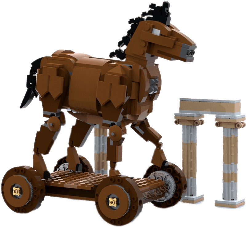 Trojan Horse Modelwith Wheels PNG