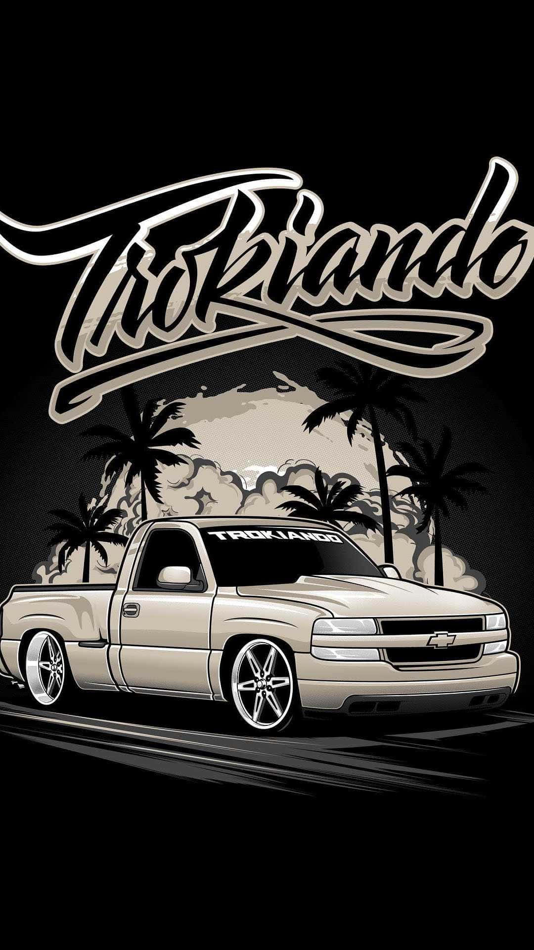 Trokando Chevy Truck Tropical Backdrop Wallpaper