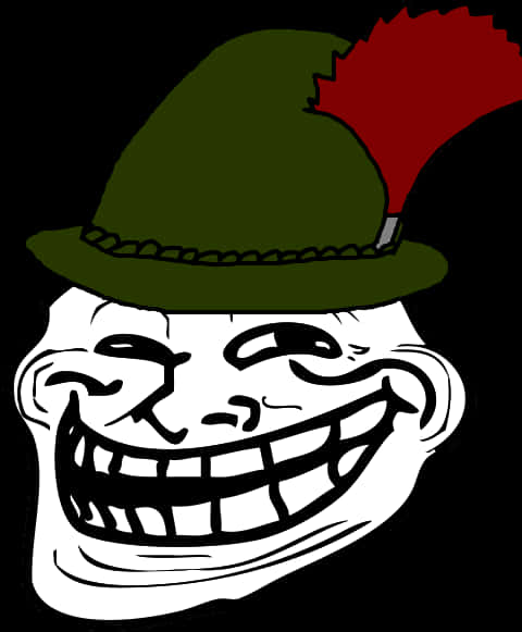 Troll Face With Green Hat PNG
