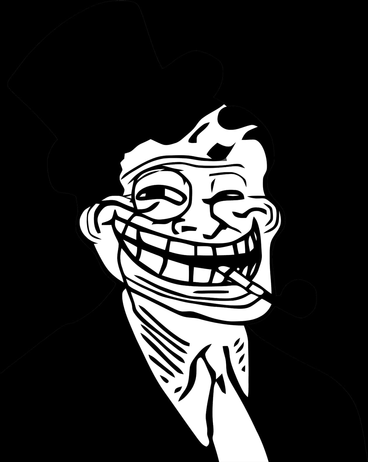 Trollface Meme Blackand White PNG