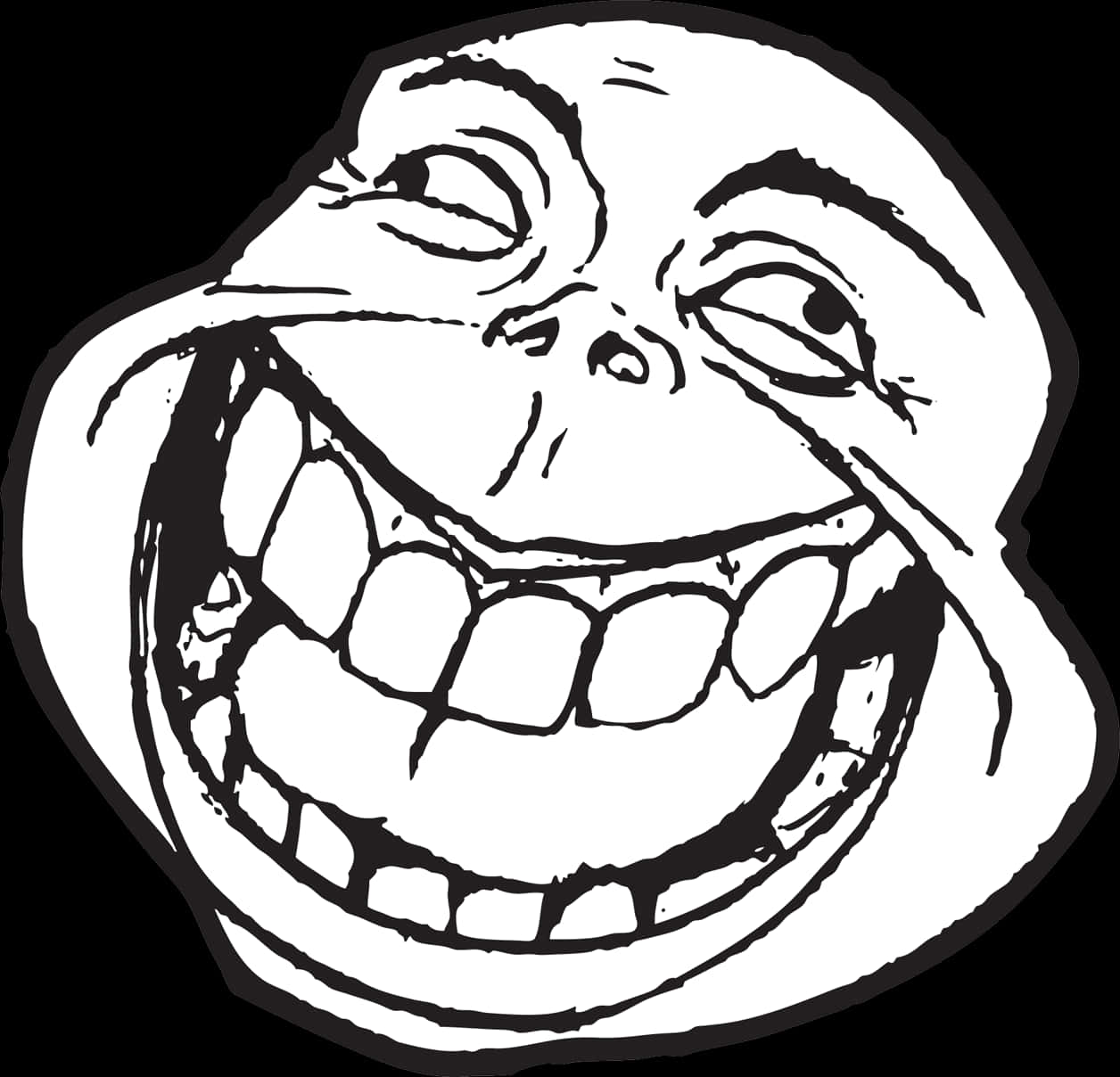 Trollface Meme Blackand White PNG