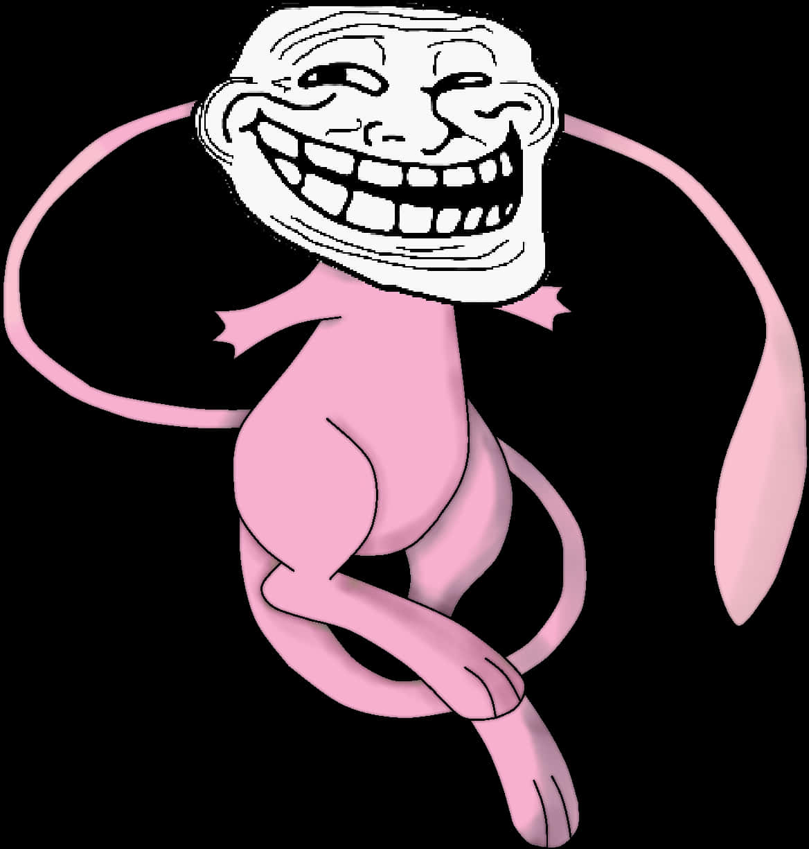 Trollface_ Pink_ Creature_ Illustration PNG